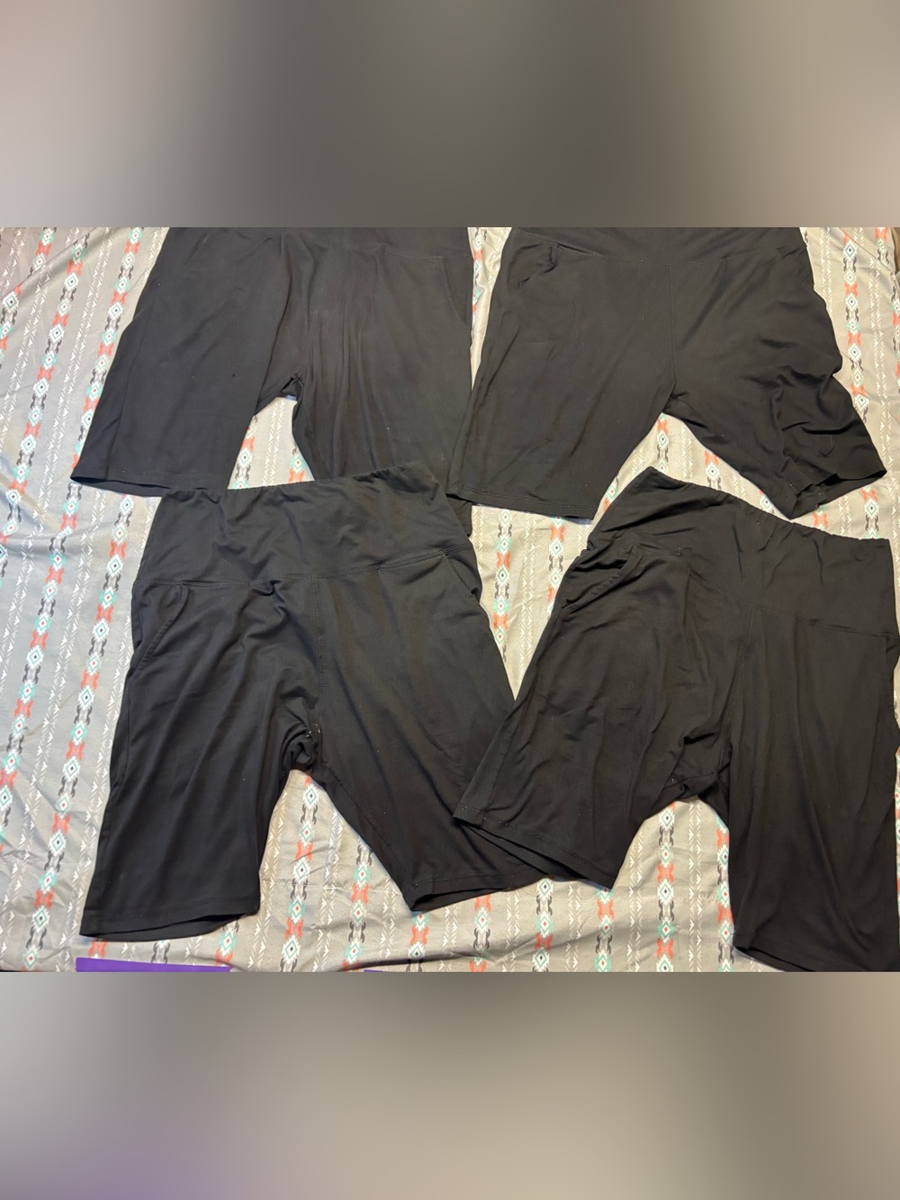🧩4 Pairs Black Highwaist 5” Active Biker Shorts